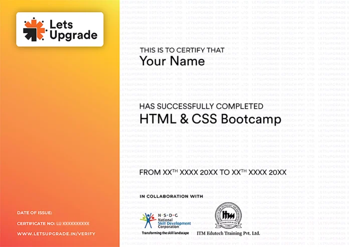 Free Online Live HTML & CSS Zero to Hero Course With Certification By LetsUpgrade | Online Program | Free Online Course | Free Certification | Live Lectures |